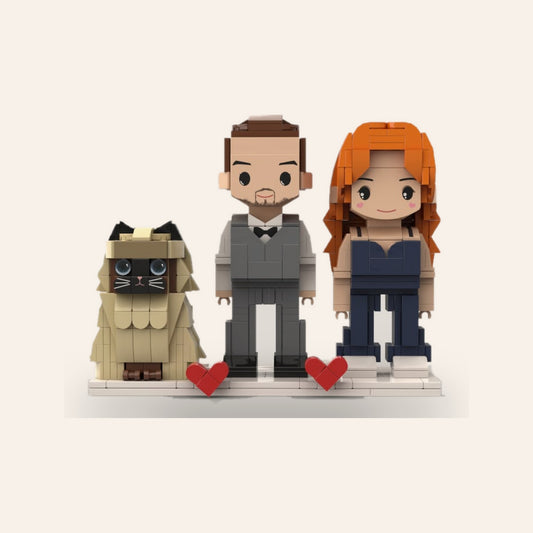 Couple & Pet — Custom Brick Portrait