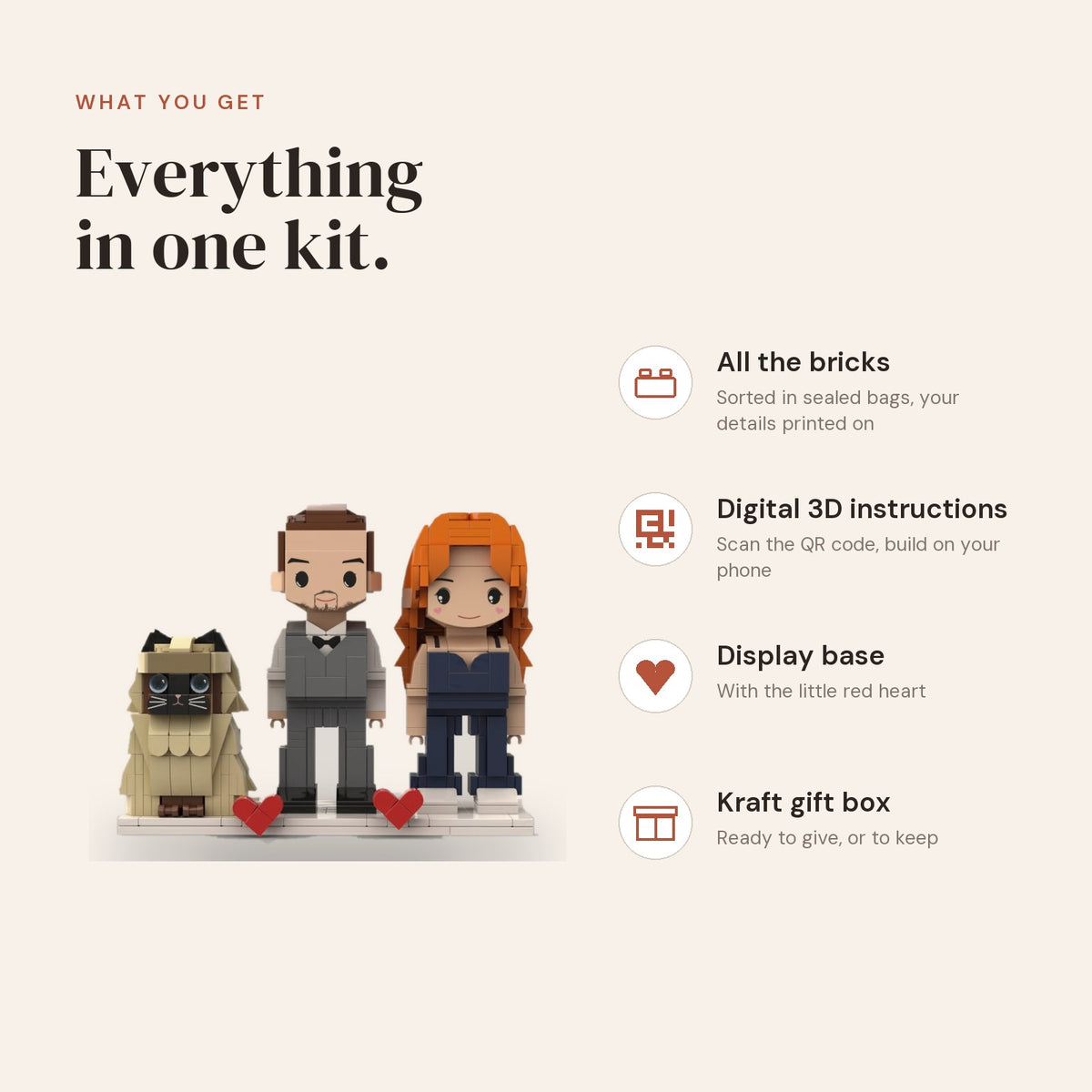 Couple & Pet — Custom Brick Portrait